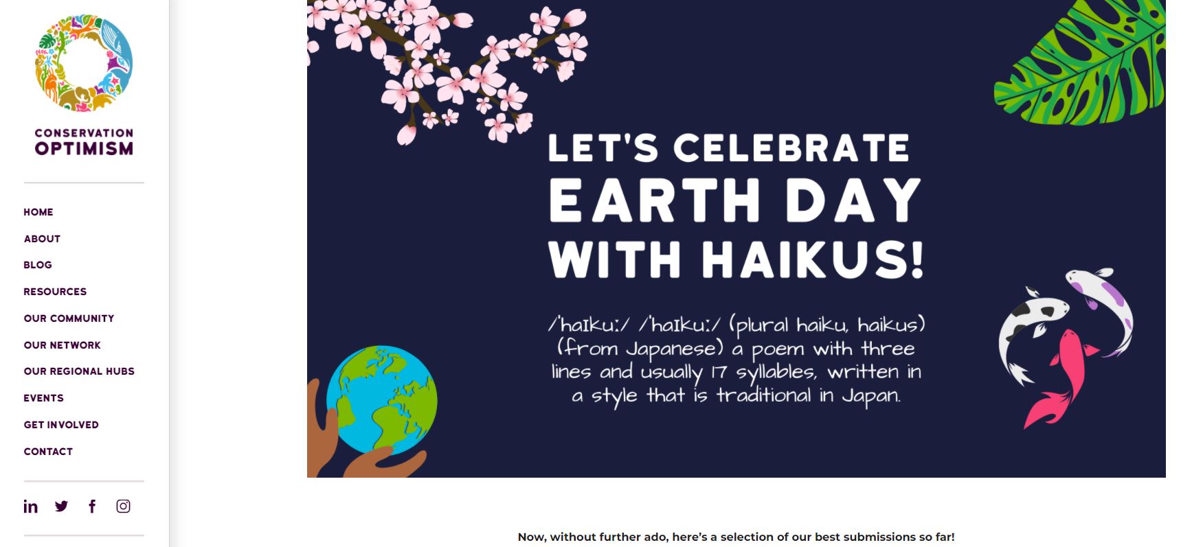 Haiku Earth Day Conservation optimism
